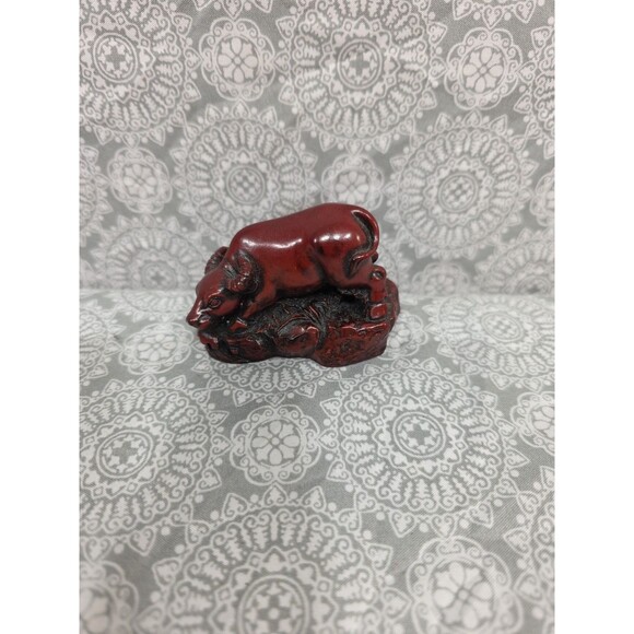 Ox, Elephant Figurine Set Dark Red Asian Zodiac‎ Statues Decor - Picture 7 of 7
